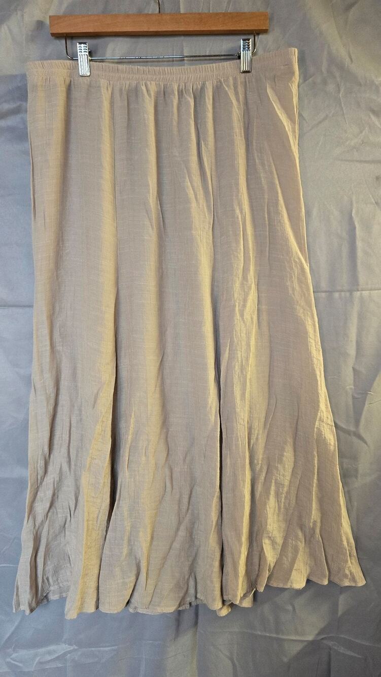 Boho Skirt Womens Medium Beige A Line Long Elastic Waist Summer Flowy Gauze